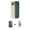 MARSİLYAN™- iPhone 12 Pro Kılıf Yadigar Çizgi - Siyah 6D Mat Seramik Hayalet Nano Ekran Koruyucu + Neon Fosforlu Kamera Lens - YL