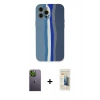 MARSİLYAN™- iPhone 12 Pro Kılıf Yadigar Çizgi - Siyah 6D Mat Seramik Hayalet Nano Ekran Koruyucu + Neon Fosforlu Kamera Lens - YL