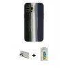 MARSİLYAN™- iPhone 12 Pro Kılıf Yadigar Çizgi - Siyah Polymer Nano Ekran Koruyucu + Rainbow Kamera Lens Koruma Cam - GD