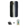 MARSİLYAN™- iPhone 12 Pro Kılıf Yadigar Çizgi - Siyah Polymer Nano Ekran Koruyucu + Kamera Lens Koruma Cam - SF