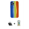 MARSİLYAN™- iPhone 12 Pro Kılıf Yadigar Çizgi - Siyah Polymer Nano Ekran Koruyucu + Kamera Lens Koruma Cam - SF