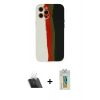 MARSİLYAN™- iPhone 12 Pro Kılıf Yadigar Çizgi - Siyah Polymer Nano Ekran Koruyucu + Kamera Lens Koruma Cam - SF