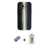 MARSİLYAN™- iPhone 12 Pro Kılıf Yadigar Çizgi - Siyah Polymer Nano Ekran Koruyucu + Metal Kamera Lens Koruma Cam - KI
