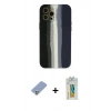 MARSİLYAN™- iPhone 12 Pro Kılıf Yadigar Çizgi - Siyah Polymer Nano Ekran Koruyucu + Metal Kamera Lens Koruma Cam - KUYL