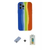 MARSİLYAN™- iPhone 12 Pro Kılıf Yadigar Çizgi - Siyah Polymer Nano Ekran Koruyucu + Metal Kamera Lens Koruma Cam - KUYL