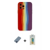 MARSİLYAN™- iPhone 12 Pro Kılıf Yadigar Çizgi - Siyah Polymer Nano Ekran Koruyucu + Metal Kamera Lens Koruma Cam - MI