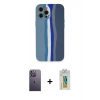 MARSİLYAN™- iPhone 12 Pro Kılıf Yadigar Çizgi - Siyah Polymer Nano Ekran Koruyucu + Neon Fosforlu Kamera Lens - BZ
