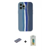 MARSİLYAN™- iPhone 12 Pro Kılıf Yadigar Çizgi - Siyah Polymer Nano Ekran Koruyucu + Renkli Kamera Lens Koruma Cam - PE