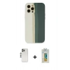 MARSİLYAN™- iPhone 12 Pro Kılıf Yadigar Çizgi - Siyah Polymer Nano Ekran Koruyucu + Shine Kamera Lens - GS