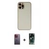 MARSİLYAN™- iPhone 12 Pro Kılıf Yadigar Klasik - Şeffaf 360 Full Body Arka Koruyucu + Neon Fosforlu Kamera Lens - TU