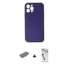 MARSİLYAN™- iPhone 12 Pro Kılıf Yadigar Klasik - Şeffaf Uv Polymer Nano Ekran Koruyucu + Pembe Renkli Kamera Lens Koruma Cam