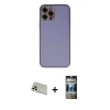 MARSİLYAN™- iPhone 12 Pro Kılıf Yadigar Klasik - Siyah 34D Hayalet Izgaralı Cam + Gold Rainbow Kamera Lens Koruma Cam