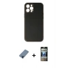MARSİLYAN™- iPhone 12 Pro Kılıf Yadigar Klasik - Siyah 34D Hayalet Izgaralı Cam + Metal Kamera Lens Koruma Cam - MI