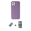 MARSİLYAN™- iPhone 12 Pro Kılıf Yadigar Klasik - Siyah 34D Hayalet Izgaralı Cam + Metal Kamera Lens Koruma Cam - MI