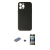 MARSİLYAN™- iPhone 12 Pro Kılıf Yadigar Klasik - Siyah 34D Hayalet Izgaralı Cam + Renkli Kamera Lens Koruma Cam - MI