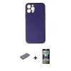 MARSİLYAN™- iPhone 12 Pro Kılıf Yadigar Klasik - Siyah 34D Hayalet Izgaralı Cam + Renkli Kamera Lens Koruma Cam - MI