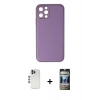 MARSİLYAN™- iPhone 12 Pro Kılıf Yadigar Klasik - Siyah 34D Hayalet Izgaralı Cam + Mavi Shine Kamera Lens