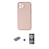 MARSİLYAN™- iPhone 12 Pro Kılıf Yadigar Klasik - Siyah 34D Hayalet Izgaralı Cam + Renkli Kamera Lens Koruma Cam - PE