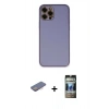 MARSİLYAN™- iPhone 12 Pro Kılıf Yadigar Klasik - Siyah 34D Hayalet Izgaralı Cam + Renkli Kamera Lens Koruma Cam - PE