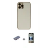 MARSİLYAN™- iPhone 12 Pro Kılıf Yadigar Klasik - Siyah 34D Hayalet Izgaralı Cam + Renkli Kamera Lens Koruma Cam - PE