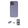 MARSİLYAN™- iPhone 12 Pro Kılıf Yadigar Klasik - Siyah 34D Hayalet Izgaralı Cam + Renkli Kamera Lens Koruma Cam - SI