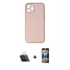 MARSİLYAN™- iPhone 12 Pro Kılıf Yadigar Klasik - Siyah 34D Hayalet Izgaralı Cam + Kamera Lens Koruma Cam - SF