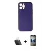 MARSİLYAN™- iPhone 12 Pro Kılıf Yadigar Klasik - Siyah 34D Hayalet Izgaralı Cam + Kamera Lens Koruma Cam - SF