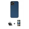 MARSİLYAN™- iPhone 12 Pro Kılıf Yadigar Klasik - Siyah 34D Hayalet Izgaralı Cam + Kamera Lens Koruma Cam - SF