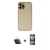 MARSİLYAN™- iPhone 12 Pro Kılıf Yadigar Klasik - Siyah 34D Hayalet Izgaralı Cam + Kamera Lens Koruma Cam - SF