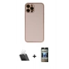 MARSİLYAN™- iPhone 12 Pro Kılıf Yadigar Klasik - Siyah 34D Hayalet Izgaralı Cam + Kamera Lens Koruma Cam - SF