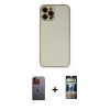 MARSİLYAN™- iPhone 12 Pro Kılıf Yadigar Klasik - Siyah 34D Hayalet Izgaralı Cam + Neon Fosforlu Kamera Lens - TU