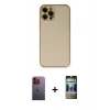 MARSİLYAN™- iPhone 12 Pro Kılıf Yadigar Klasik - Siyah 34D Hayalet Izgaralı Cam + Neon Fosforlu Kamera Lens - TU