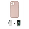 MARSİLYAN™- iPhone 12 Pro Kılıf Yadigar Klasik - Siyah 360 Mat Full Body Arka Koruyucu + Mavi Shine Kamera Lens