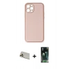 MARSİLYAN™- iPhone 12 Pro Kılıf Yadigar Klasik - Siyah 360 Mat Full Body Arka Koruyucu + Rainbow Kamera Lens Koruma Cam - GD