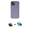 MARSİLYAN™- iPhone 12 Pro Kılıf Yadigar Klasik - Siyah 3D Antistatik Cam Ekran Koruyucu + Kamera Lens Koruma Cam - SF