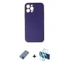 MARSİLYAN™- iPhone 12 Pro Kılıf Yadigar Klasik - Siyah 3D Antistatik Cam Ekran Koruyucu + Metal Kamera Lens Koruma Cam - MI