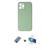 MARSİLYAN™- iPhone 12 Pro Kılıf Yadigar Klasik - Siyah 3D Antistatik Cam Ekran Koruyucu + Metal Kamera Lens Koruma Cam - MI