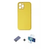 MARSİLYAN™- iPhone 12 Pro Kılıf Yadigar Klasik - Siyah 3D Antistatik Cam Ekran Koruyucu + Metal Kamera Lens Koruma Cam - GD