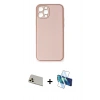 MARSİLYAN™- iPhone 12 Pro Kılıf Yadigar Klasik - Siyah 3D Antistatik Cam Ekran Koruyucu + Rainbow Kamera Lens Koruma Cam - GD