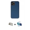 MARSİLYAN™- iPhone 12 Pro Kılıf Yadigar Klasik - Siyah 3D Antistatik Cam Ekran Koruyucu + Rainbow Kamera Lens Koruma Cam - GD