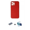 MARSİLYAN™- iPhone 12 Pro Kılıf Yadigar Klasik - Siyah 3D Antistatik Cam Ekran Koruyucu + Renkli Kamera Lens Koruma Cam - YL