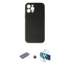 MARSİLYAN™- iPhone 12 Pro Kılıf Yadigar Klasik - Siyah 3D Antistatik Cam Ekran Koruyucu + Renkli Kamera Lens Koruma Cam - MI