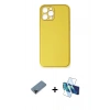 MARSİLYAN™- iPhone 12 Pro Kılıf Yadigar Klasik - Siyah 3D Antistatik Cam Ekran Koruyucu + Shine Kamera Lens Koruma Cam - SH