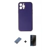 MARSİLYAN™- iPhone 12 Pro Kılıf Yadigar Klasik - Siyah 3D Antistatik Hayalet Cam Ekran Koruyucu + Metal Kamera Lens Koruma Cam - AKYL