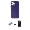 MARSİLYAN™- iPhone 12 Pro Kılıf Yadigar Klasik - Siyah 3D Antistatik Hayalet Cam Ekran Koruyucu + Shine Kamera Lens Koruma Cam - GS
