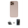 MARSİLYAN™- iPhone 12 Pro Kılıf Yadigar Klasik - Siyah 3D Antistatik Hayalet Cam Ekran Koruyucu + Kamera Lens Koruma Cam - SF