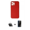 MARSİLYAN™- iPhone 12 Pro Kılıf Yadigar Klasik - Siyah 3D Antistatik Hayalet Cam Ekran Koruyucu + Kamera Lens Koruma Cam - SF