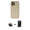 MARSİLYAN™- iPhone 12 Pro Kılıf Yadigar Klasik - Siyah 3D Antistatik Hayalet Cam Ekran Koruyucu + Kamera Lens Koruma Cam - SF