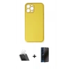 MARSİLYAN™- iPhone 12 Pro Kılıf Yadigar Klasik - Siyah 3D Antistatik Hayalet Cam Ekran Koruyucu + Kamera Lens Koruma Cam - SF