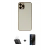 MARSİLYAN™- iPhone 12 Pro Kılıf Yadigar Klasik - Siyah 3D Antistatik Hayalet Cam Ekran Koruyucu + Kamera Lens Koruma Cam - SF